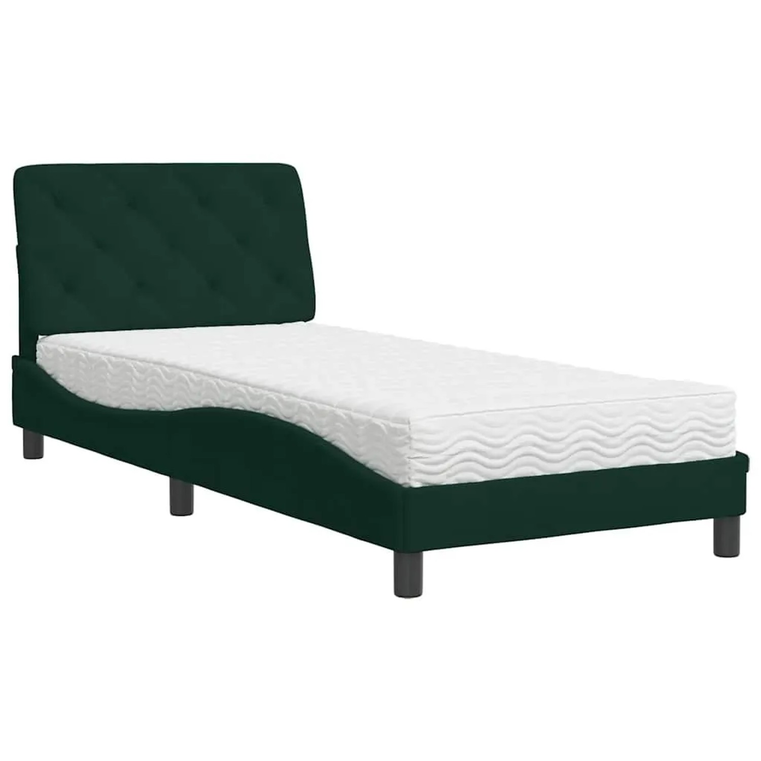 vidaXL Bett mit Matratze Dunkelgrün 90x190 cm Samt 3208631
