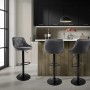 ML-Design Barhocker 4er Set Grau Samt mit Rückenlehne, drehbar und höhenverstellbar.