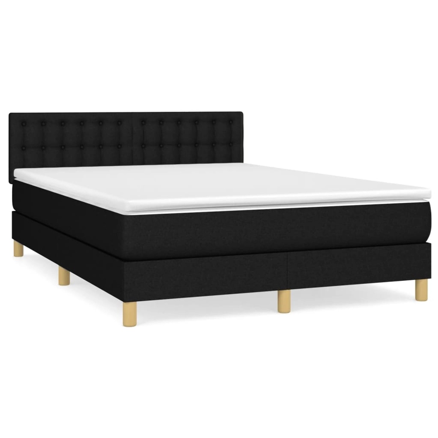 vidaXL Boxspringbett Boxspringbett mit Matratze Schwarz 140x200 cm Stoff Be günstig online kaufen