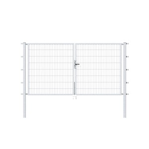 Verzinktes Metallzaun Doppeltor für Doppelstabmatte, 80x200 cm, zum Einbetonieren.