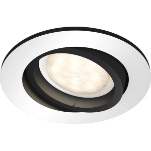 Silberner Philips Hue Milliskin LED-Einbauspot mit Dimmschalter, runde Form.
