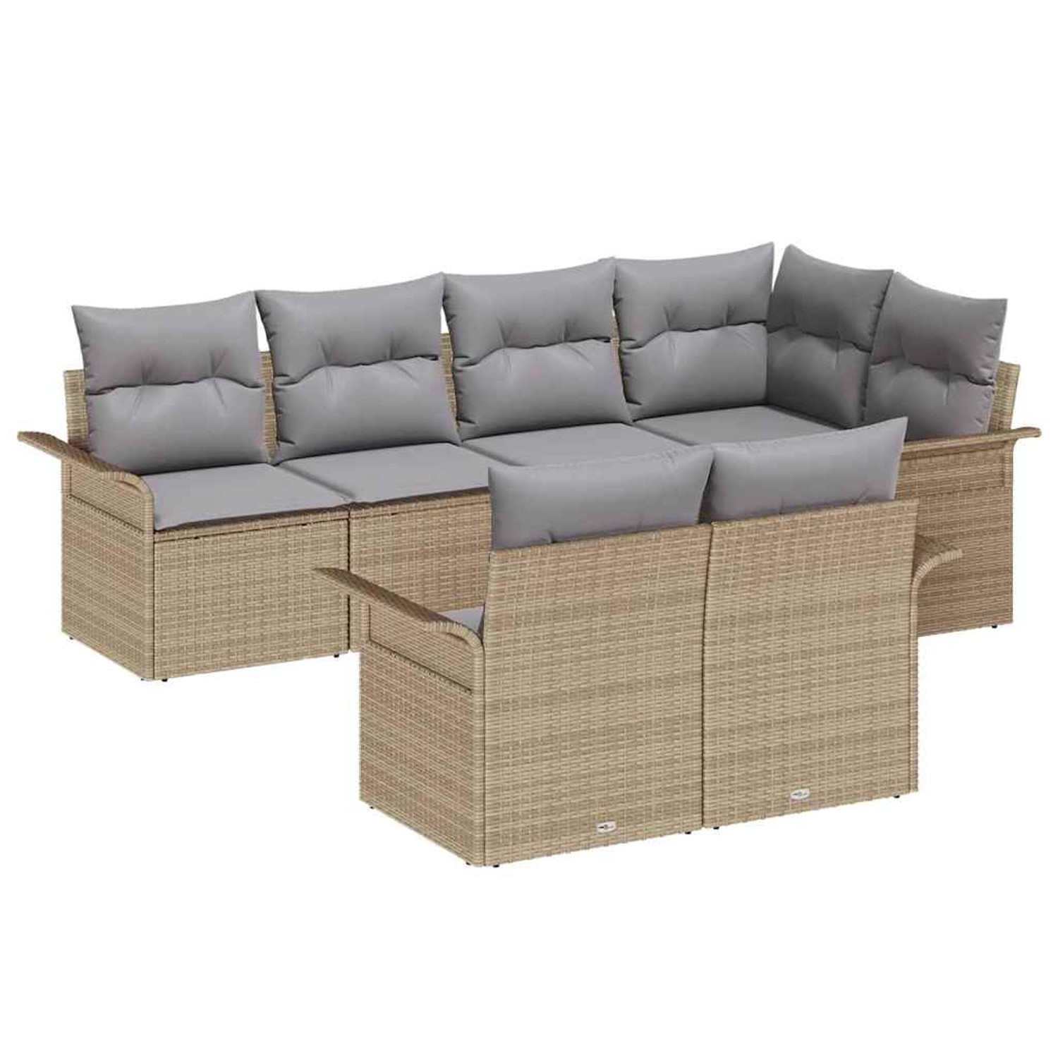 vidaXL Garten-Sofa-Set mit Kissen mit Speicher 7-Tlg Beige Poly Rattan 3354 günstig online kaufen