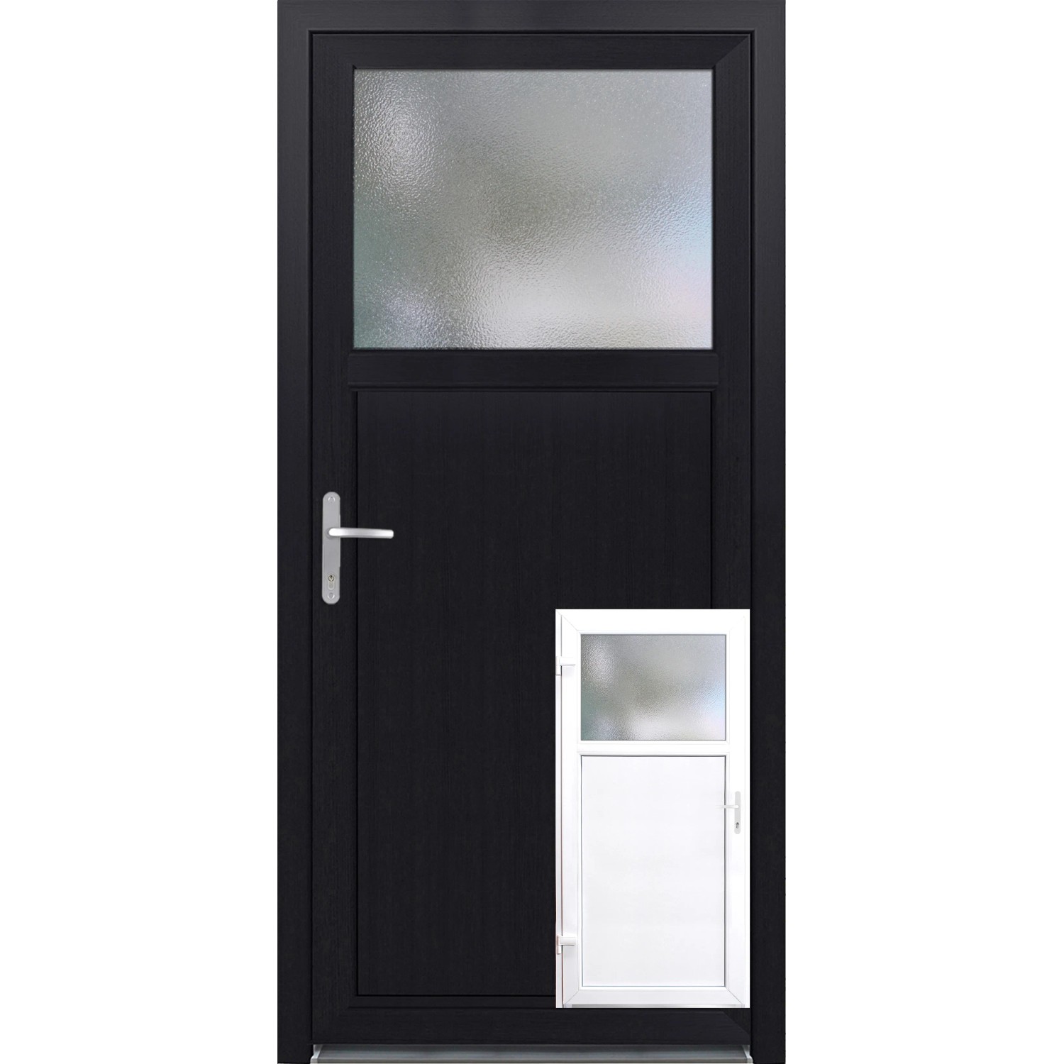 Nebeneingangstür Kunststoff K504 Anschlag Links Weiß/Anthrazit 98 cm x 198 cm