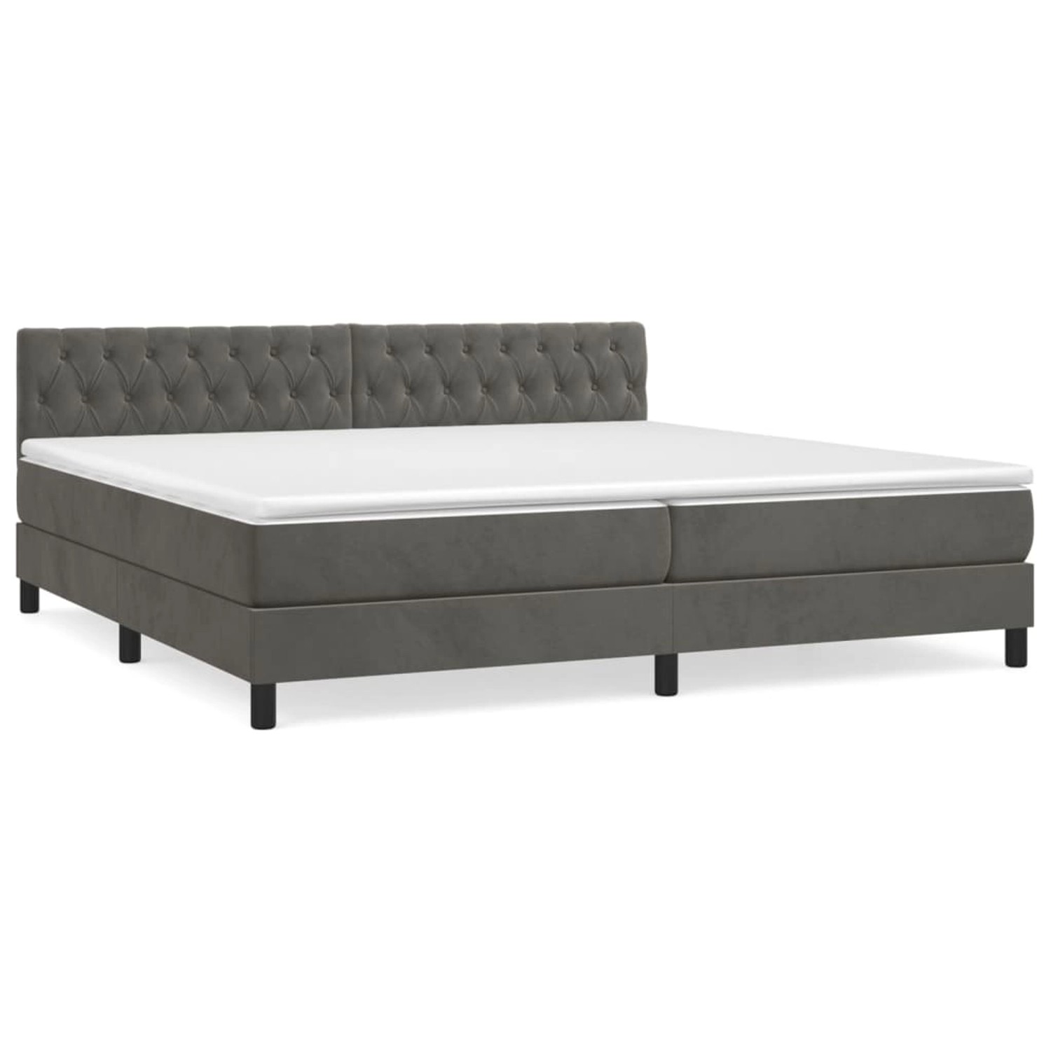 vidaXL Boxspringbett Boxspringbett mit Matratze Dunkelgrau 200x200 cm Samt günstig online kaufen