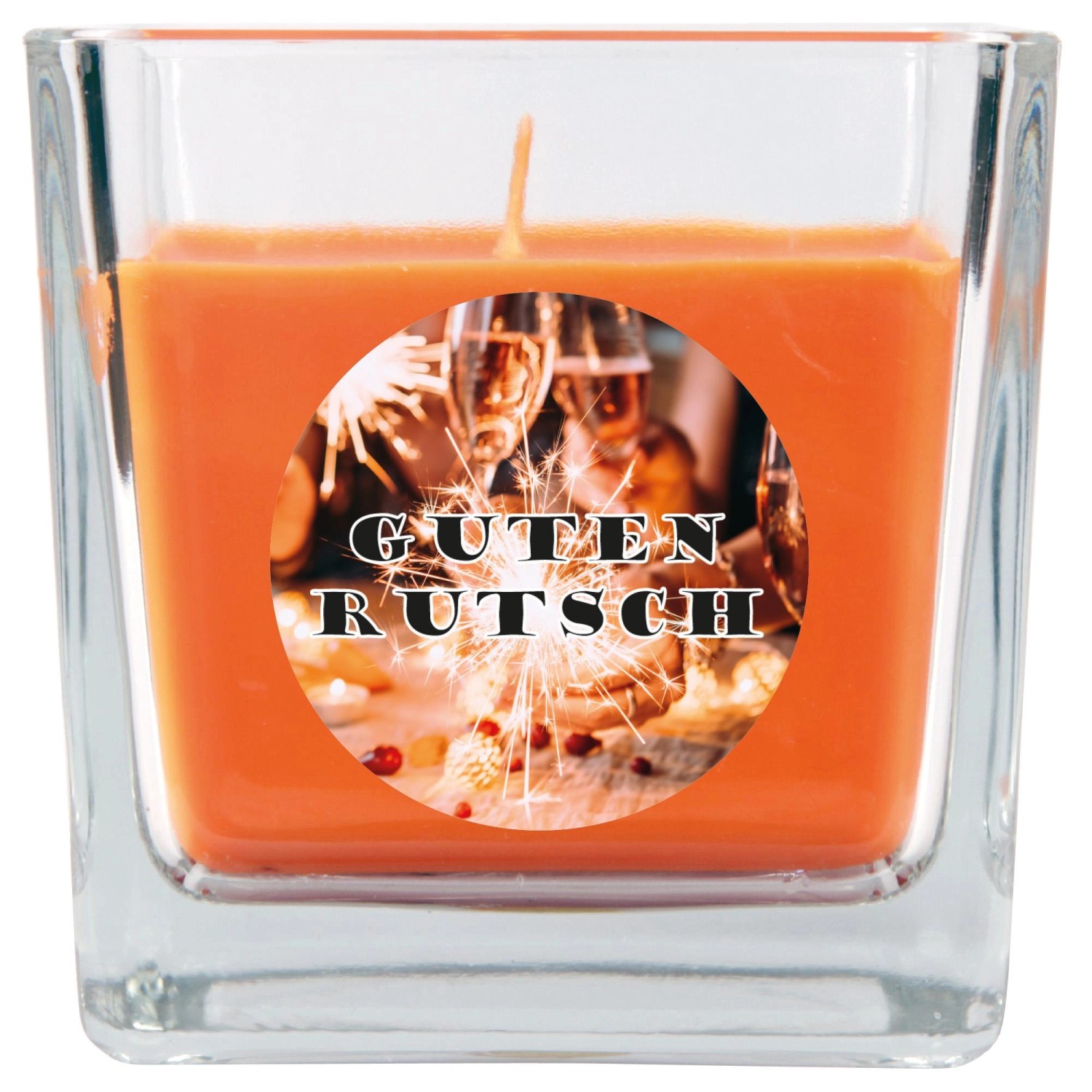 HS Candle Duftkerze & Glas Neujahr Orange Bonbon 50h günstig online kaufen