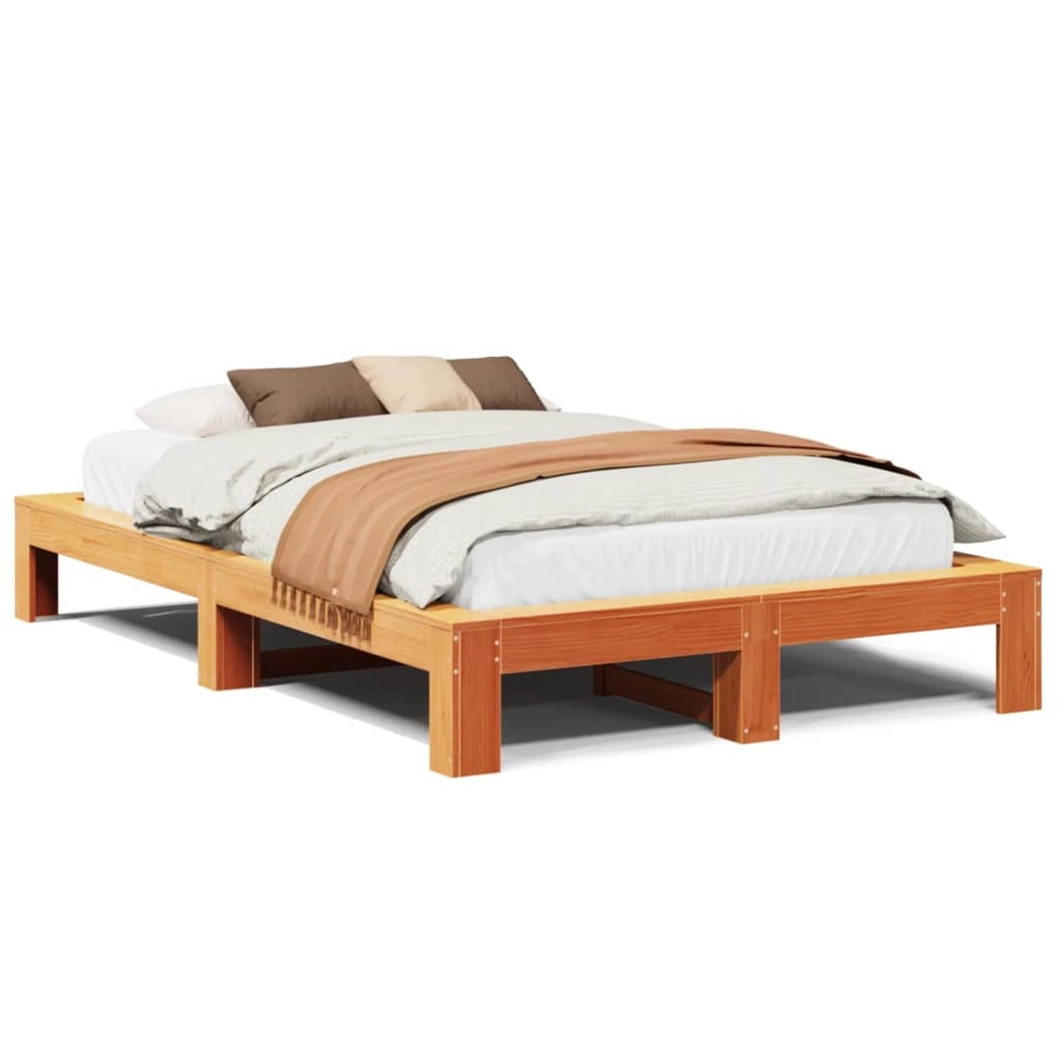 vidaXL Massivholzbett ohne Matratze Wachsbraun 120x190 cm Kiefernholz 33087 günstig online kaufen