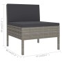 Graues vidaXL Gartenmöbel Lounge-Set aus Rattan mit anthrazitfarbenen Auflagen.