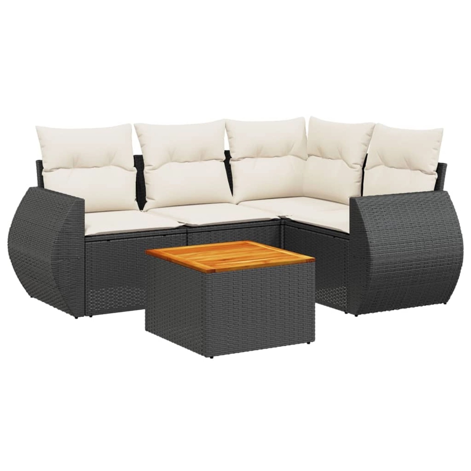 vidaXL 5-Tlg Garten-Sofagarnitur mit Kissen Schwarz Poly Rattan 3224985 günstig online kaufen