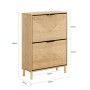 Schmaler SoBuy Schuhschrank in Holzoptik mit 2 Klappen, geometrischem Muster und Maßen 60x88x24cm.