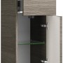 Pelipal Bad-Hängeschrank Serie 4010 Graphit, 30 cm breit, mit Tür und Schublade offen.