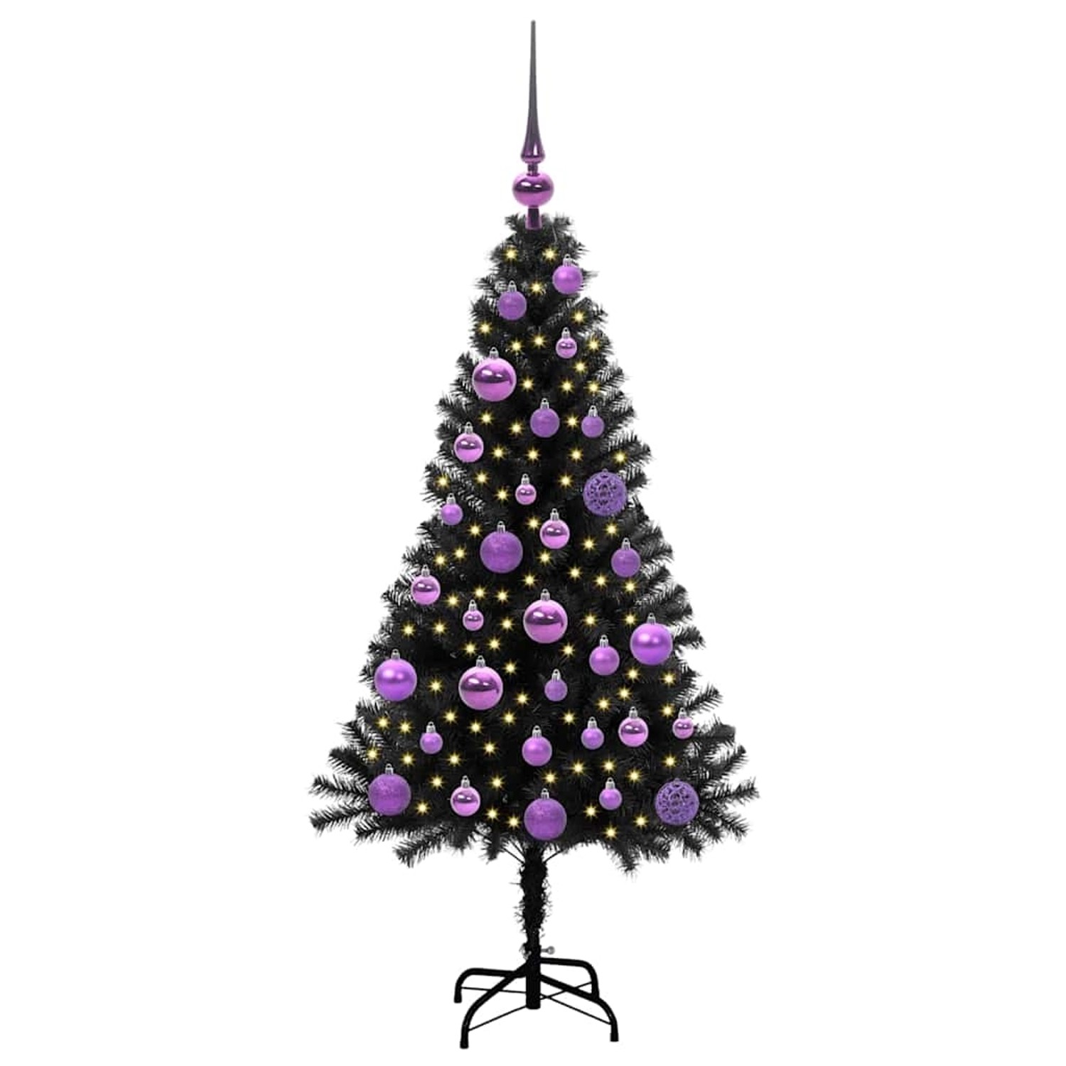 vidaXL Weihnachtsbaum mit 150 LEDs mit Ständer Schwarz 120 cm PVC 3396462