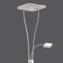 Moderner LED-Deckenfluter Helia aus Stahl, gebürstet. Mit Leseleuchte und dimmbarem Kopf.