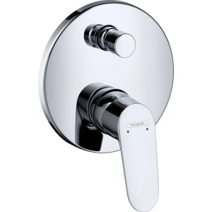 Hansgrohe Focus Unterputz Wannenarmatur in Chrom mit Hebel und rundem Design.
