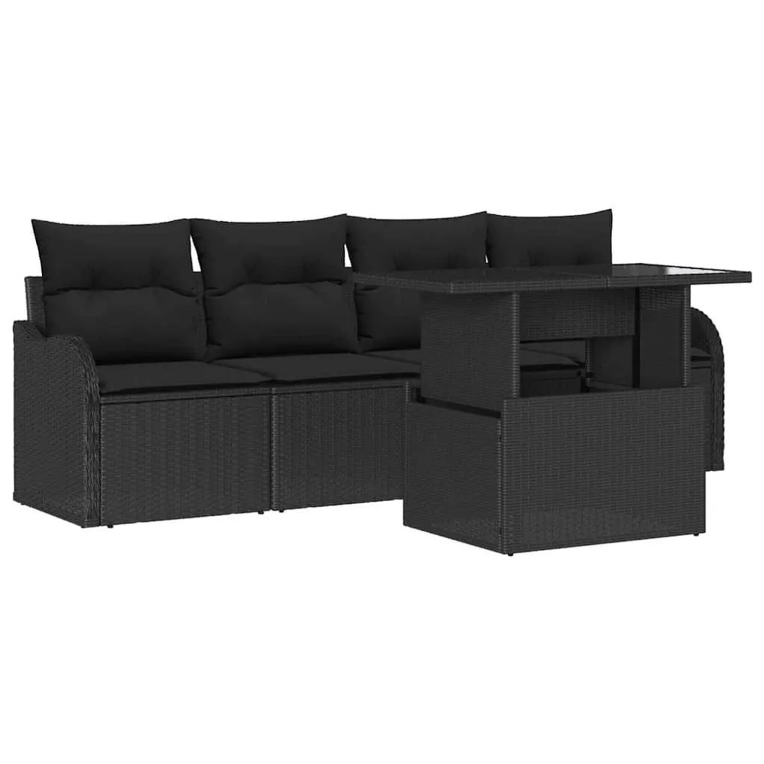 vidaXL Gartensofa-set mit Kissen 5-Tlg Schwarz Poly-Rattan 3357106 günstig online kaufen