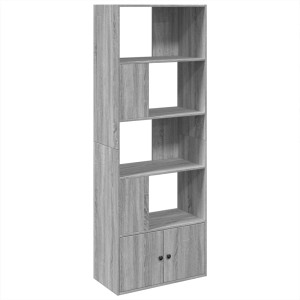 VidaXL Bücherregal, grau Sonoma, 70x36x189 cm, Holzwerkstoff mit offenen Fächern und Schrank.