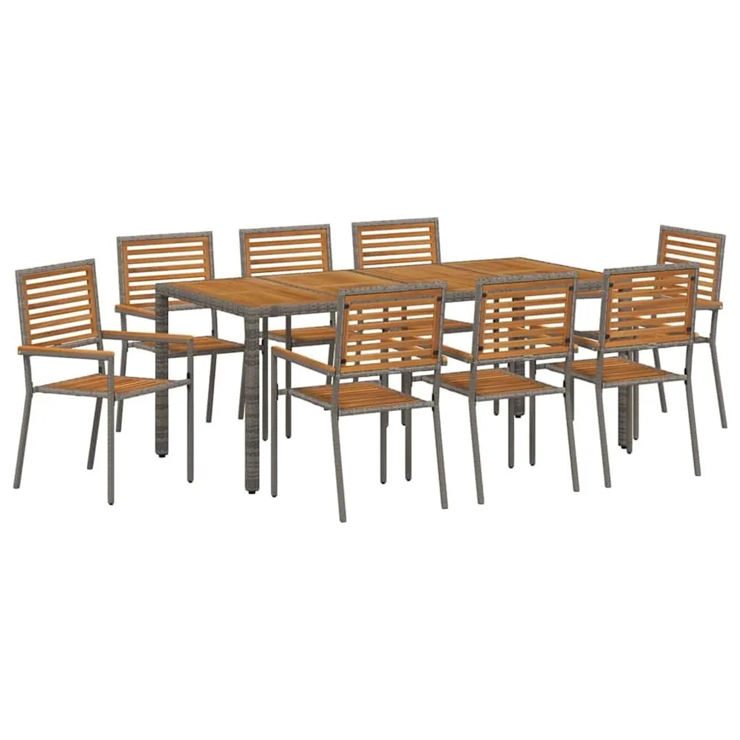 vidaXL Garten Essgruppe 9-Tlg Grau und Braun Poly-Rattan 3365445 günstig online kaufen