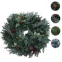 Künstlicher Kranz Ø 45cm für Weihnachtsdekoration. Grünes Laub, rote Beeren, Tannenzapfen. Als Tür- oder Tischkranz.