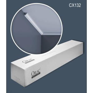 ORAC DECOR CX132 Zierleisten Set, 20m, Weiß, mit Detailaufnahme der Stuckleiste an einer Wand.