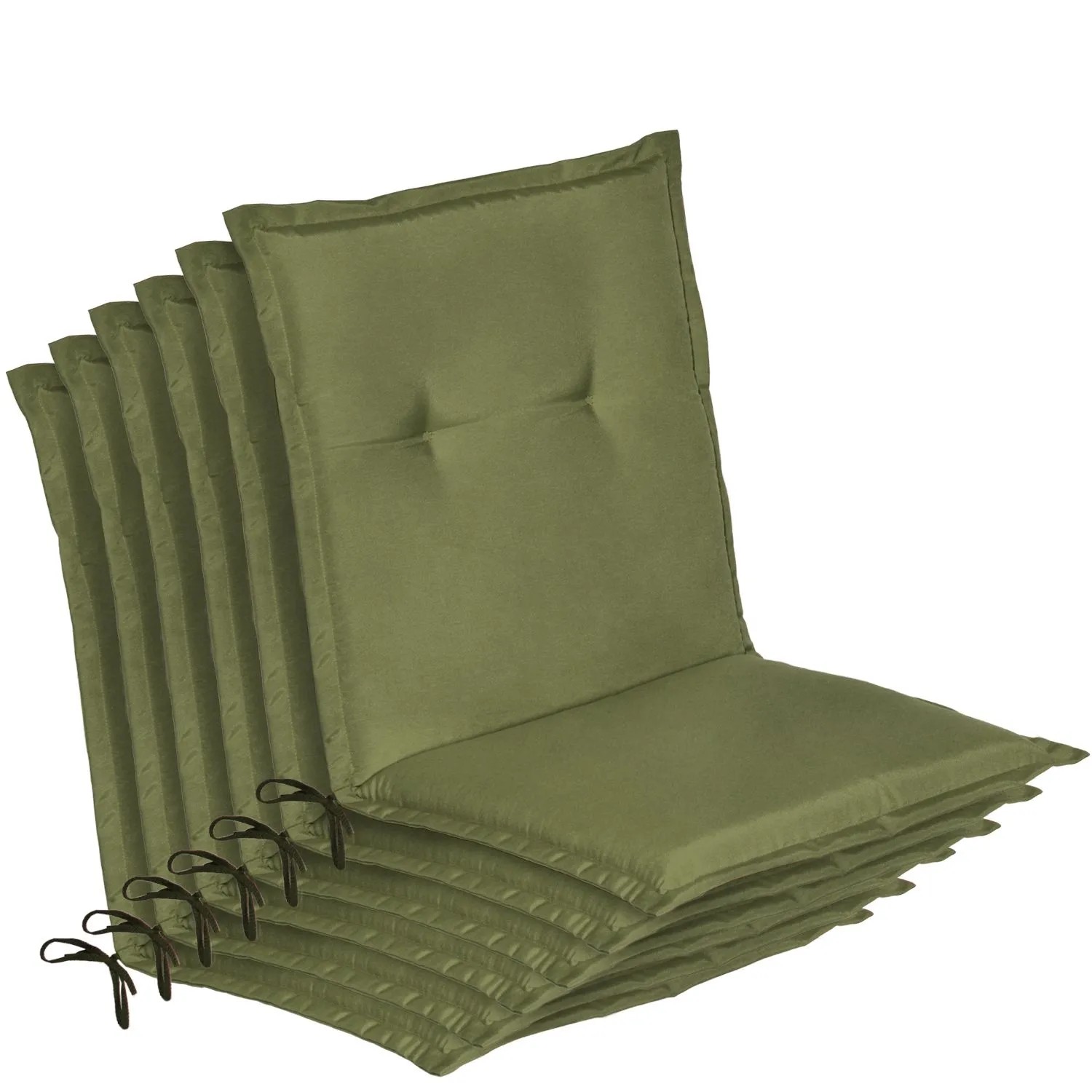 Beautissu 6er Set Niedriglehner Auflage Gartenstuhl Loft NL 100x50x6cm Olivegrün