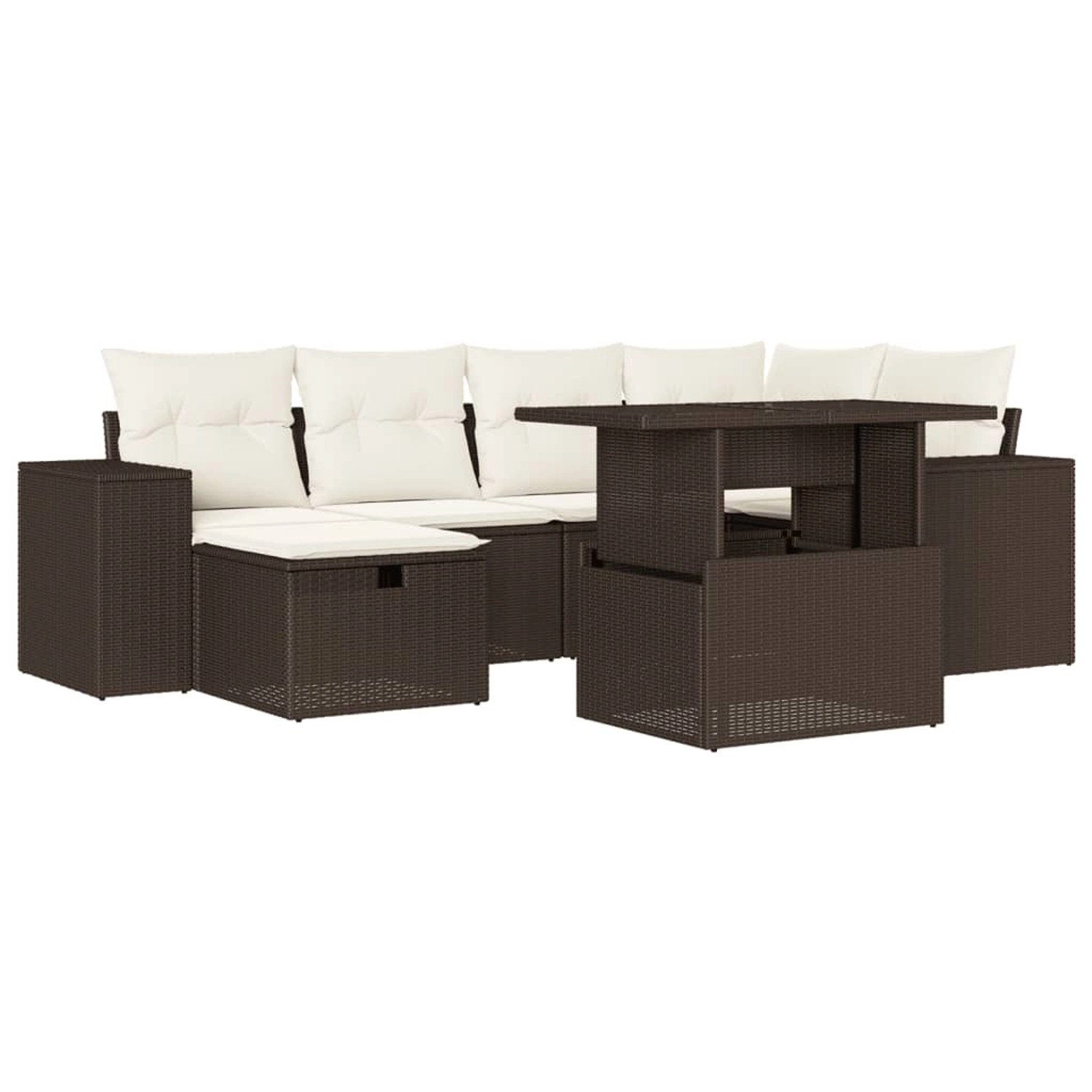 vidaXL 7-Tlg Garten-Sofagarnitur mit Kissen Braun Poly Rattan 3275303 günstig online kaufen