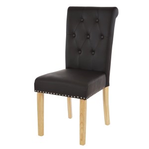 CHEFGASTRO Esszimmerstuhl 2er-Set Gepolstert 98x47x62cm Sitzhöhe 42cm Nieten Kunstleder Helle Beine Schwarz