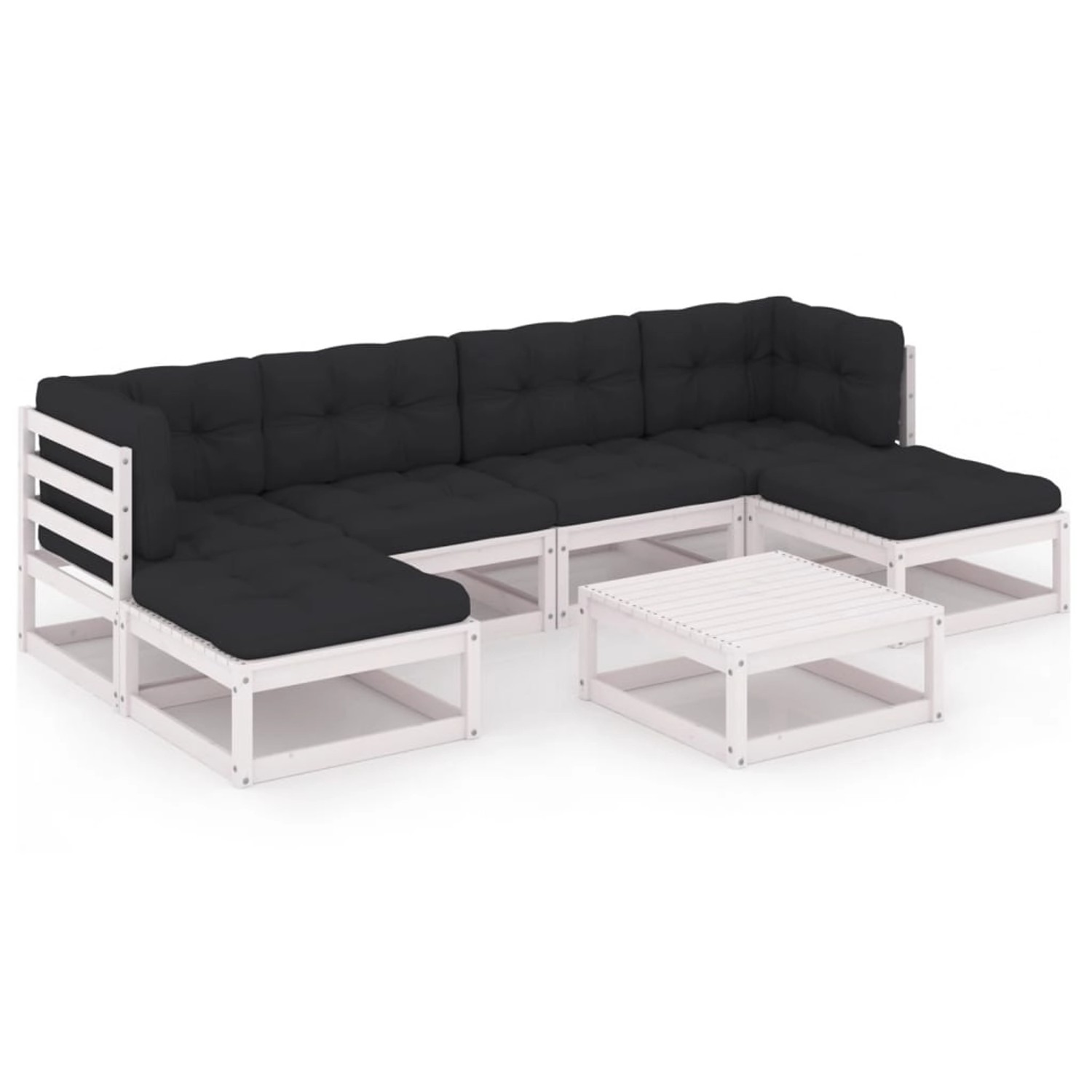 7-tlg. Garten-lounge-set Mit Kissen Weiß Kiefer Massivholz günstig online kaufen