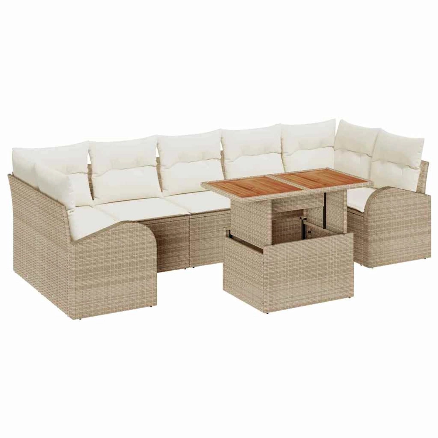 vidaXL Garten-Sofa-Set mit Speicher 8-Tlg Beige Poly Rattan 3358290 günstig online kaufen