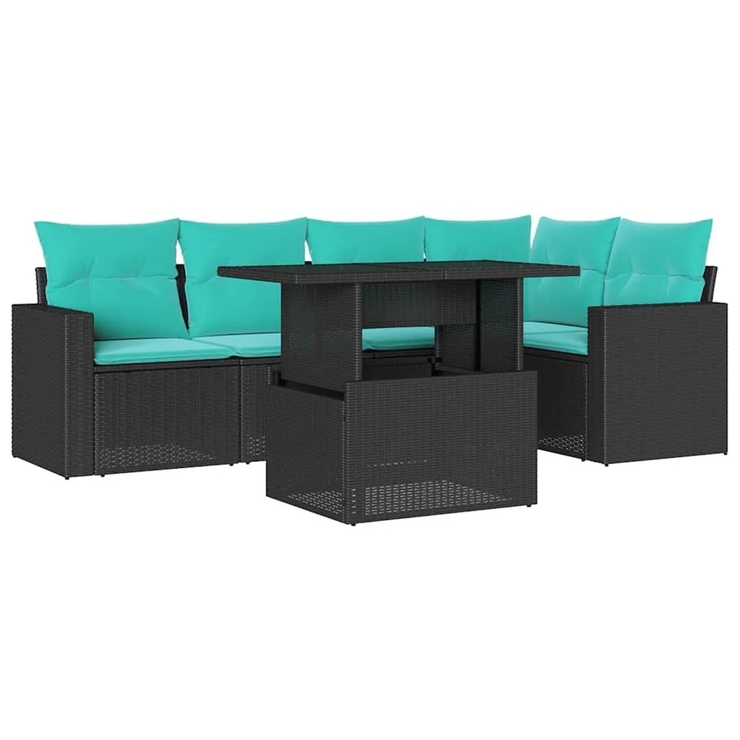 vidaXL 6-Tlg Gartensofa-Set mit Kissen Schwarz Polyrattan 3267257 günstig online kaufen