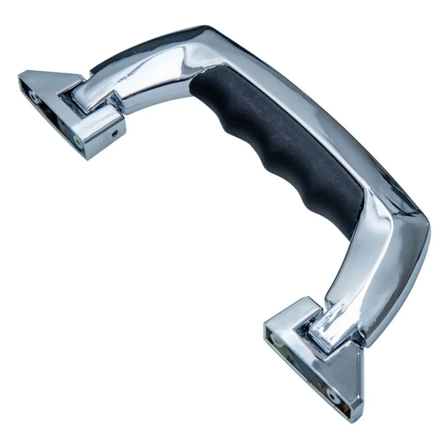 HMF Koffergriff aus chromsilbernem Kunststoff mit schwarzem, ergonomischem Griff. Robustes Tragegriff-Zubehör.