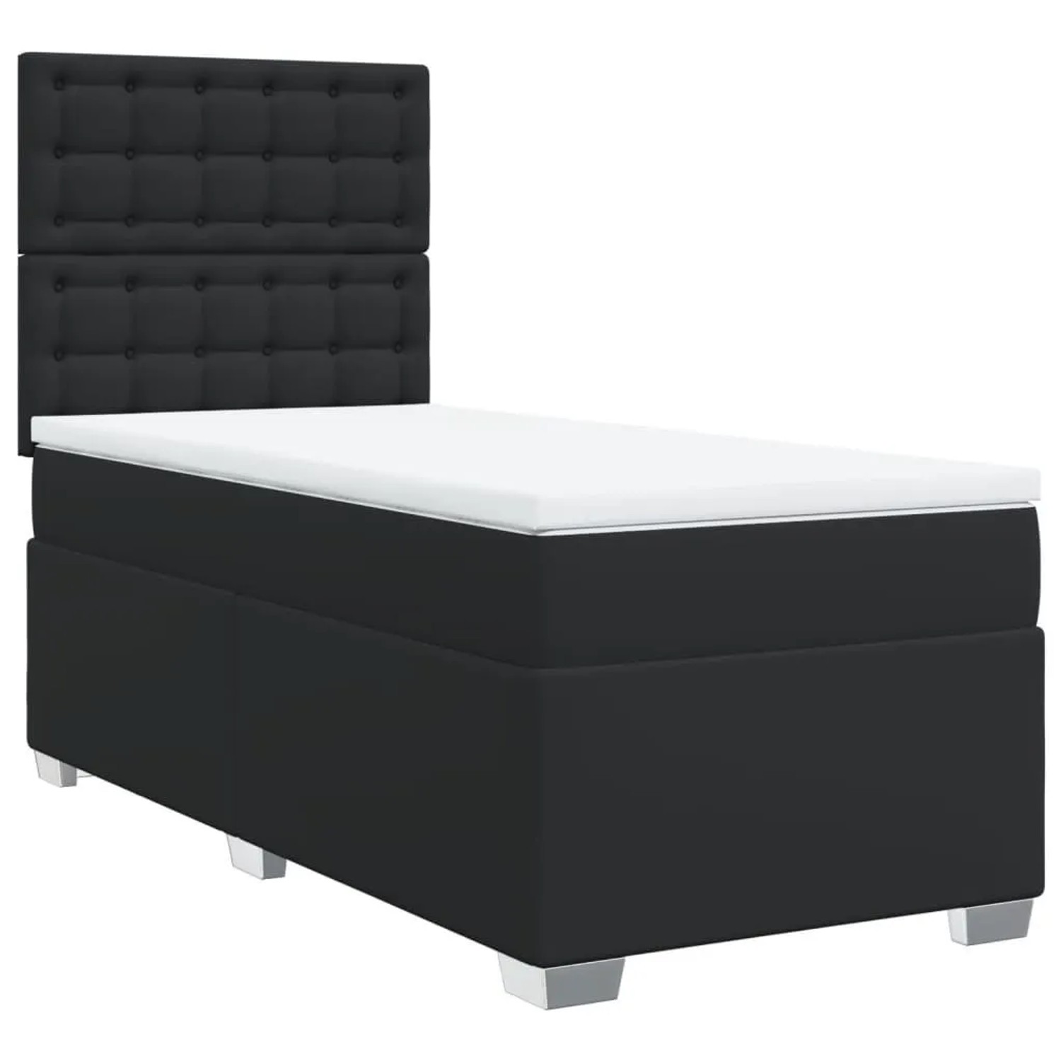 vidaXL Boxspringbett mit Matratze Schwarz 90x200 cm Kunstleder 3290704 günstig online kaufen