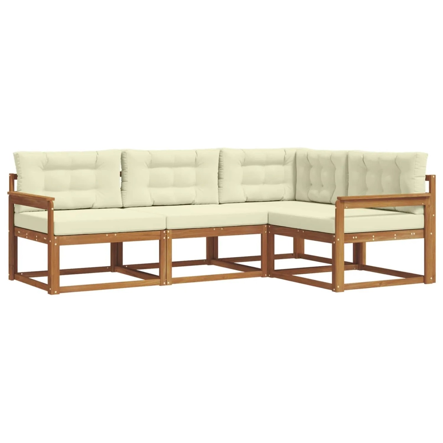 vidaXL Outdoor-Sofagarnitur mit Kissen 4-Tlg Natur und Creme 3367498