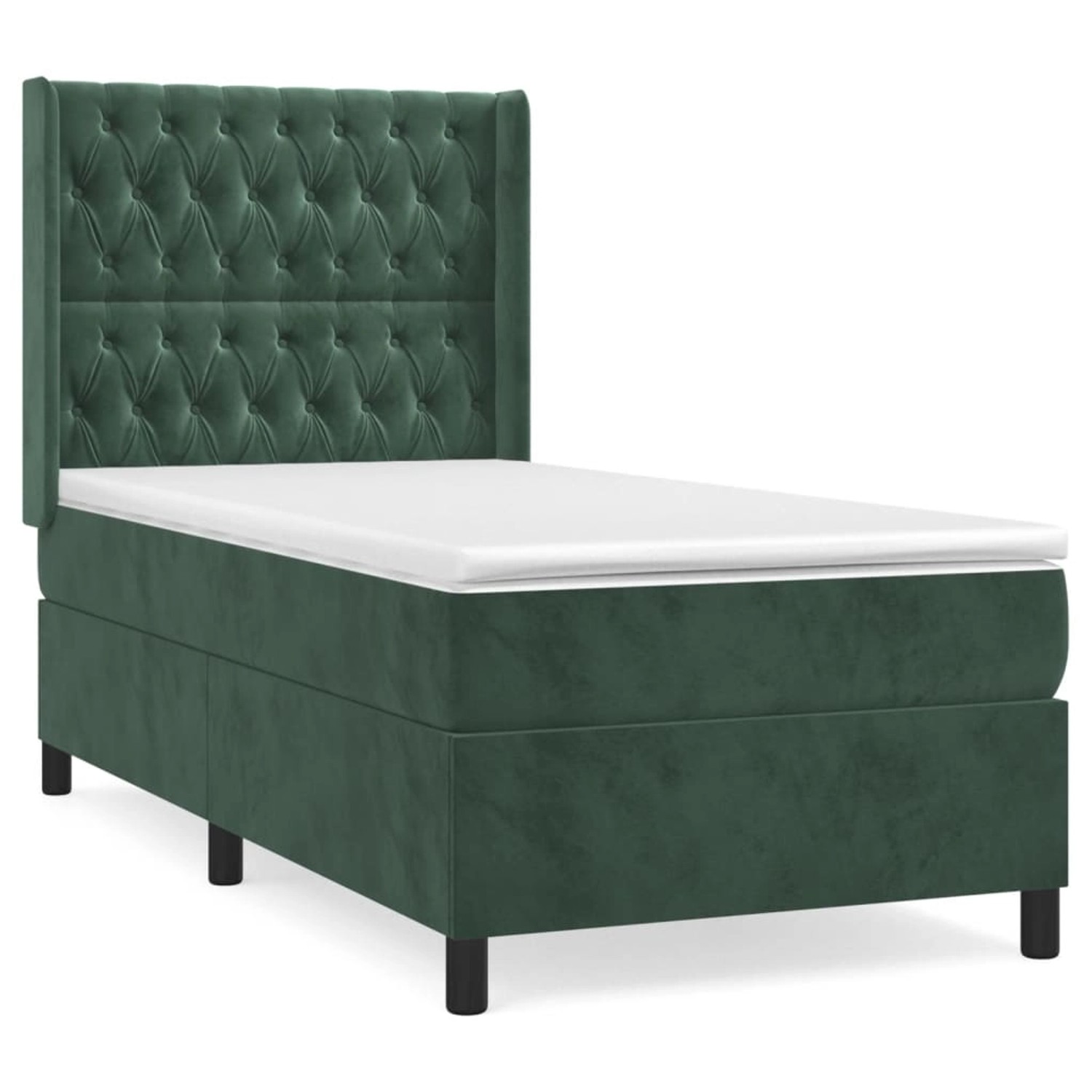 vidaXL Boxspringbett mit Matratze Dunkelgrün 100x200 cm Samt1396349 günstig online kaufen