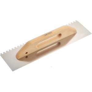 LUX Glättekelle Classic 480 mm mit 8x8 mm Zahnung für Fliesenleger- und Putzarbeiten.