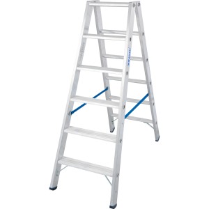 Krause Doppelleiter Stabilo mit 2x6 Stufen, Aluminiumleiter für sicheren Stand bei Arbeiten.