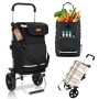 Sekey 3-in-1 Einkaufstrolley schwarz: Faltbarer Trolley mit Kühlfach, als Einkaufswagen, Sackkarre und Umhängetasche nutzbar.
