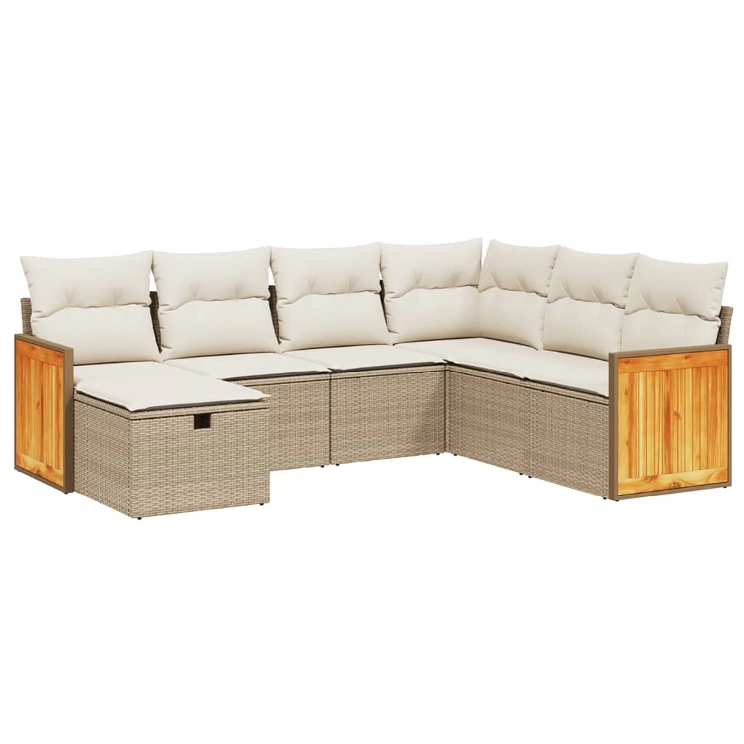vidaXL 7-Tlg Garten-Sofagarnitur mit Kissen Beige Poly Rattan 3265762 günstig online kaufen