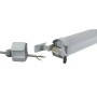 E2 Elektro LED Feuchtraumleuchte Pro S 18W Grau mit geöffnetem Anschluss für die Verkabelung.