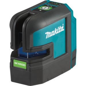 Makita SK105GDZ Akku-Kreuzlinienlaser mit grünen Laserlinien für präzise Messungen.