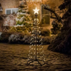 LED Weihnachtsbaum für Außen, 210cm, warmweiß, mit 370 LEDs und Sternspitze.