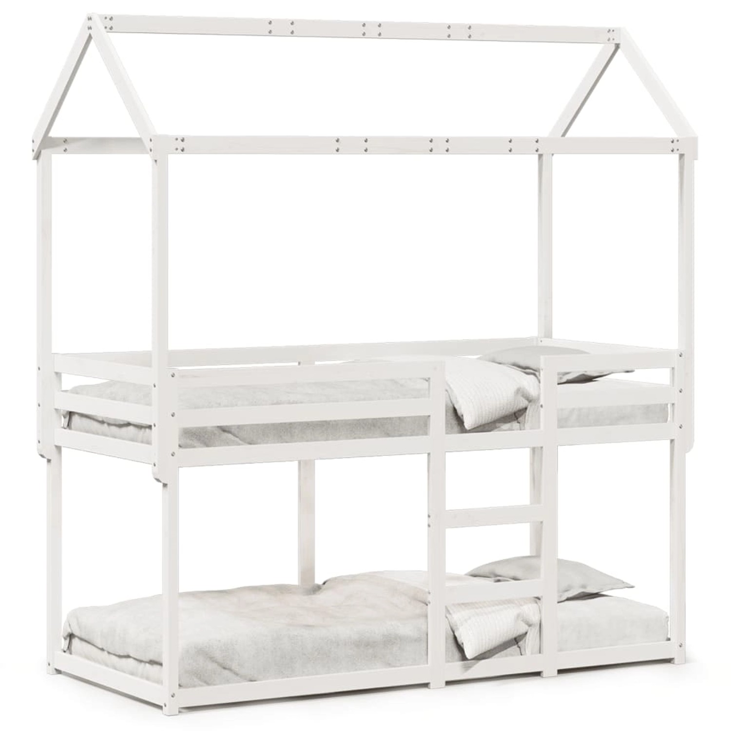 vidaXL Etagenbett mit Dach Weiß 75x190 cm Massivholz Kiefer 3282130 günstig online kaufen
