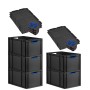 PROREGAL SparSet: 5 Euroboxen Nextgen Color mit Deckel, 65L, schwarz mit blauen Griffen. Aufbewahrungsboxen.
