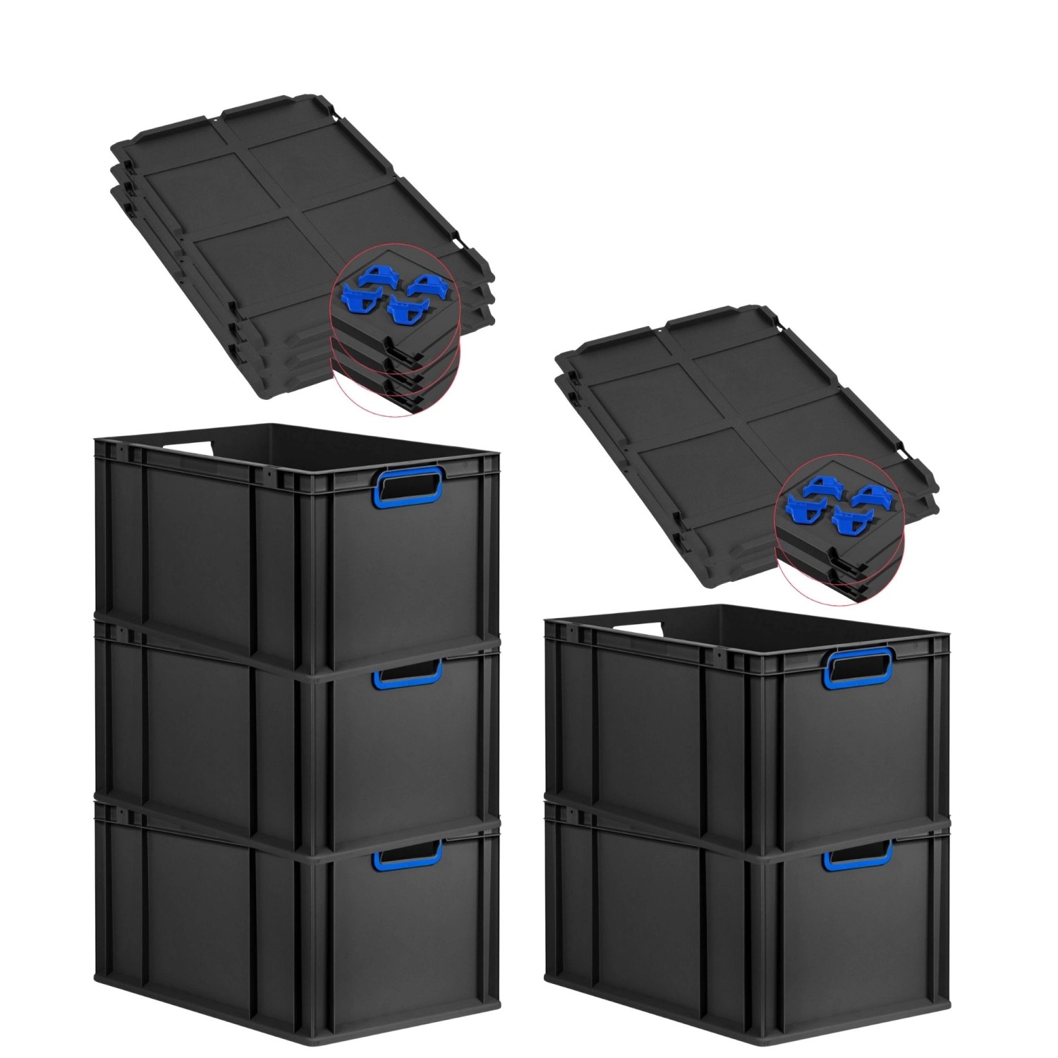 PROREGAL SparSet 5x Eurobox Nextgen Color Mit Auflagedeckel HxBxT 32x40x60c günstig online kaufen