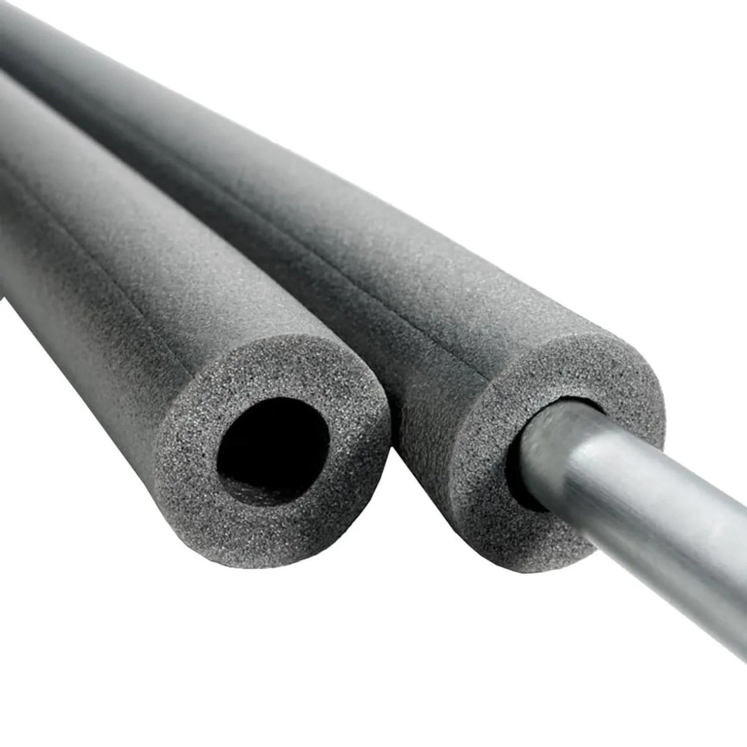 Graue Climaflex Rohrisolierung, 42 mm Durchmesser, 9 mm Stärke, für Heizung und Sanitär.