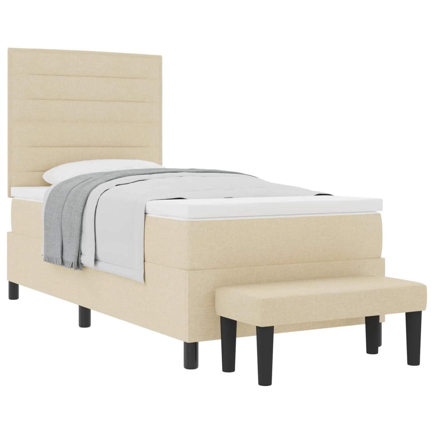 vidaXL Boxspringbett mit Matratze mit Kopfteil Creme 80 x 200 cm Stoff 3343951