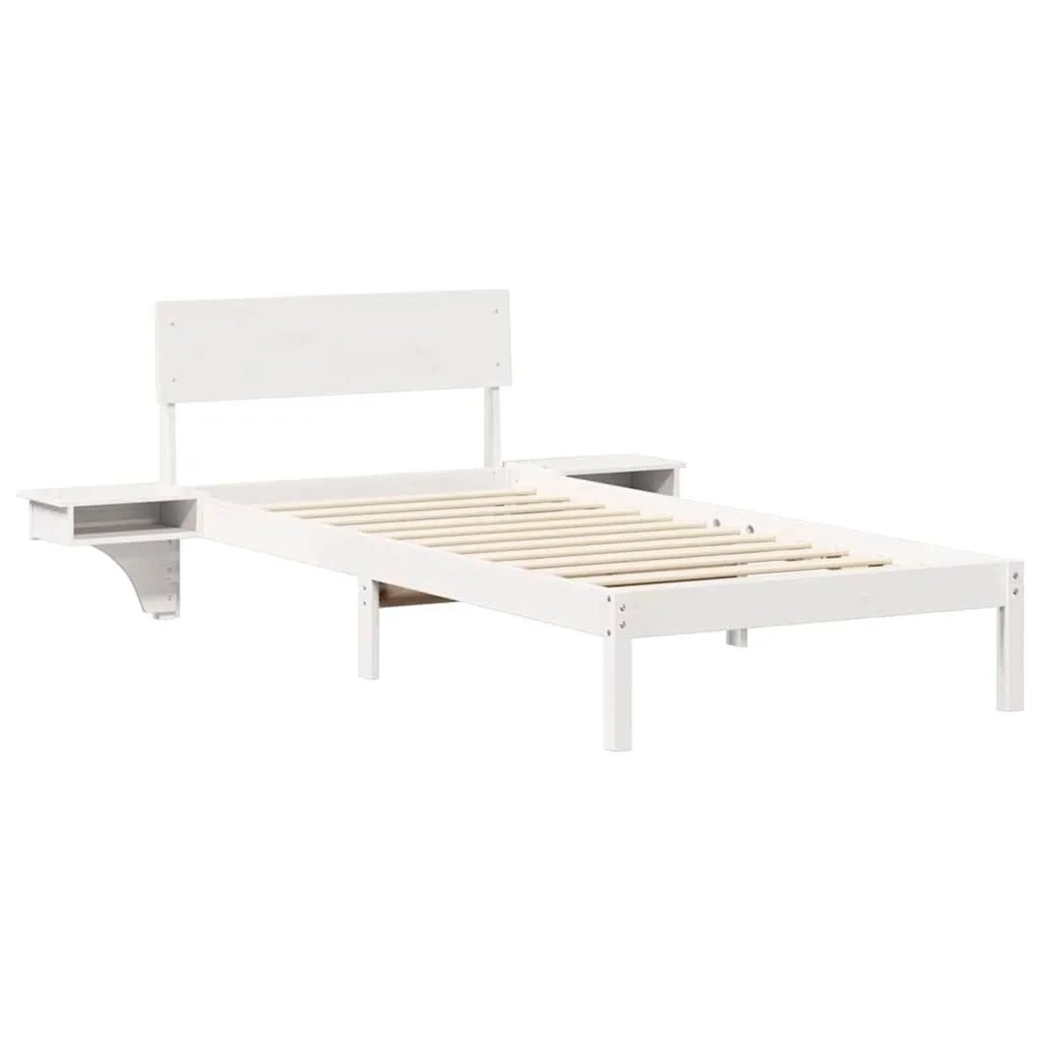 vidaXL Bettrahmen mit Kopfteil Weiß 90 x 190 cm Massives Kiefernholz 873470