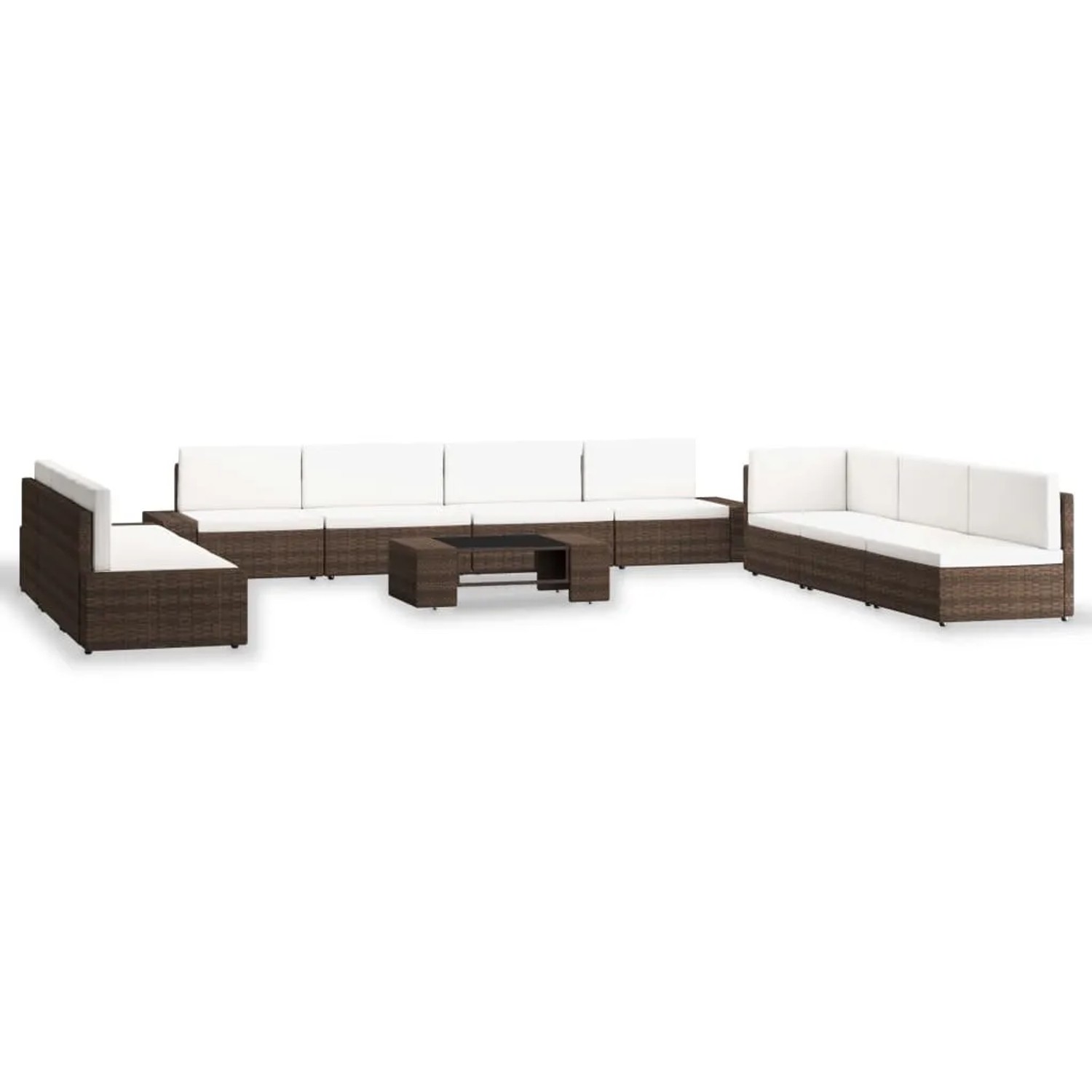 vidaXL 10-Tlg Garten-Lounge-Set Poly Rattan Braun 3054598