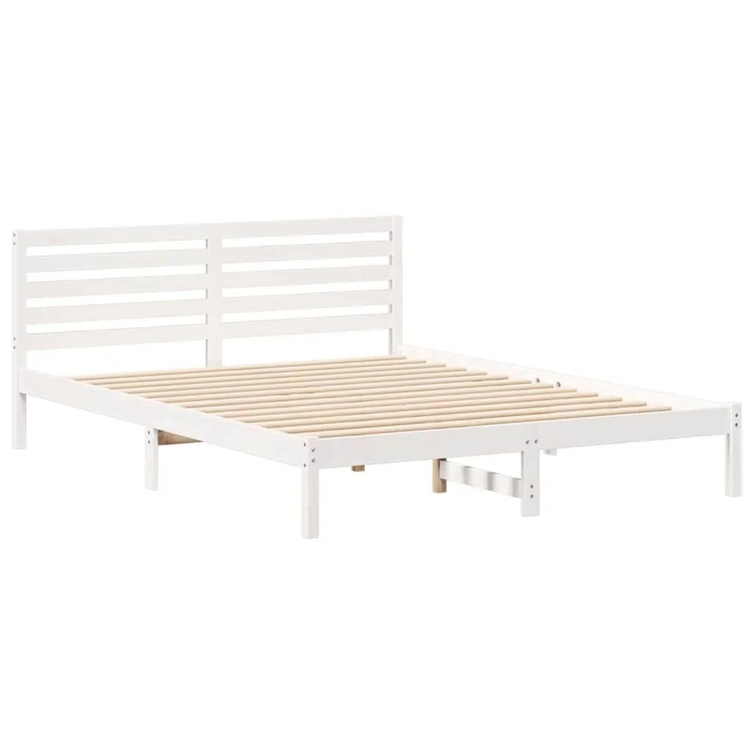 vidaXL Bettrahmen mit Kopfteil Weiß 160 x 210 cm Massives Kiefernholz 872315