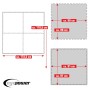 eyepower Fitnessmatte 4er Set: Maße der 90x90x2 cm Puzzleteile und Gesamtfläche 178,5x178,5 cm.