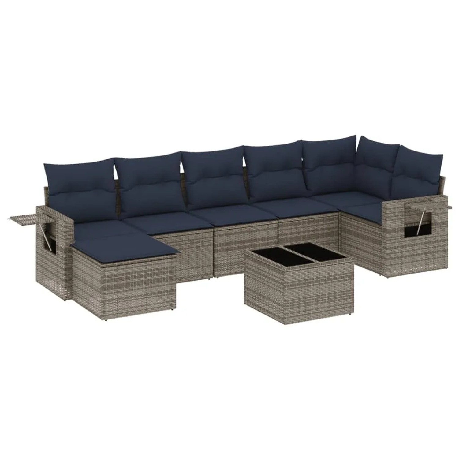 vidaXL 8-Tlg Gartensofa-Set mit Kissen Grau Polyrattan 3220490 günstig online kaufen