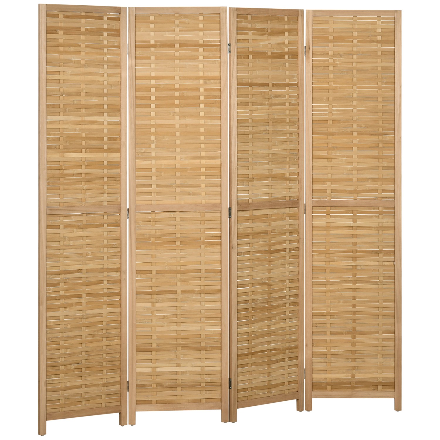 HOMCOM Paravent 4-teilig Bambus Naturholz 160L x 1,8B x 170H cm